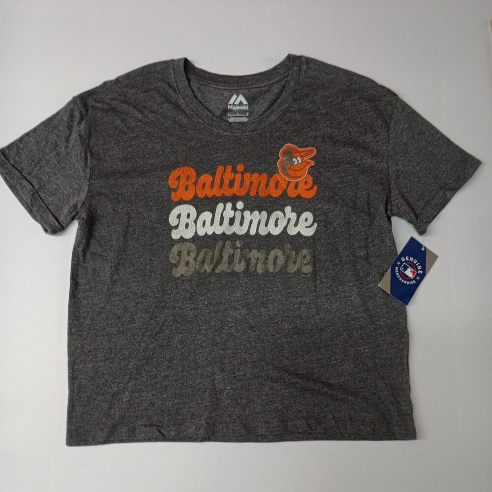Majestic Baltimore Orioles‎ Short Sleeve T-shirt Women’s Size L Large Gray MLB